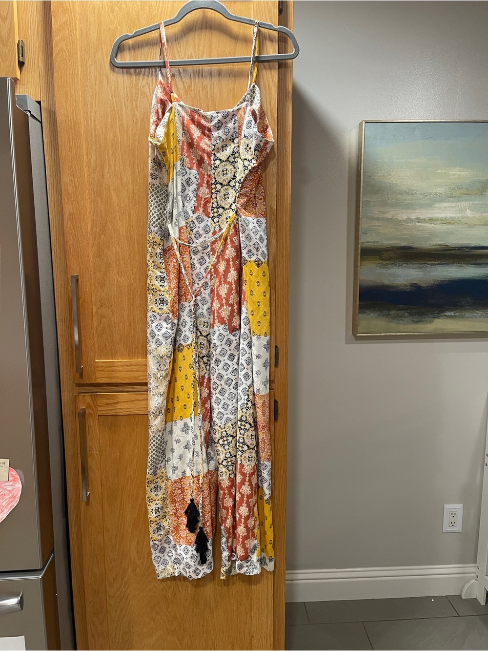 Xhilaration Yellow Multi Patchwork Print Jumpsuit | Size Large| Boho Summer - Picture 5 of 7